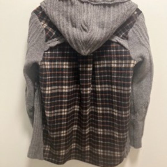 Anthropologie Moth Derry Plaid Sweater Zip Hoodie Size Medium - Picture 7 of 8